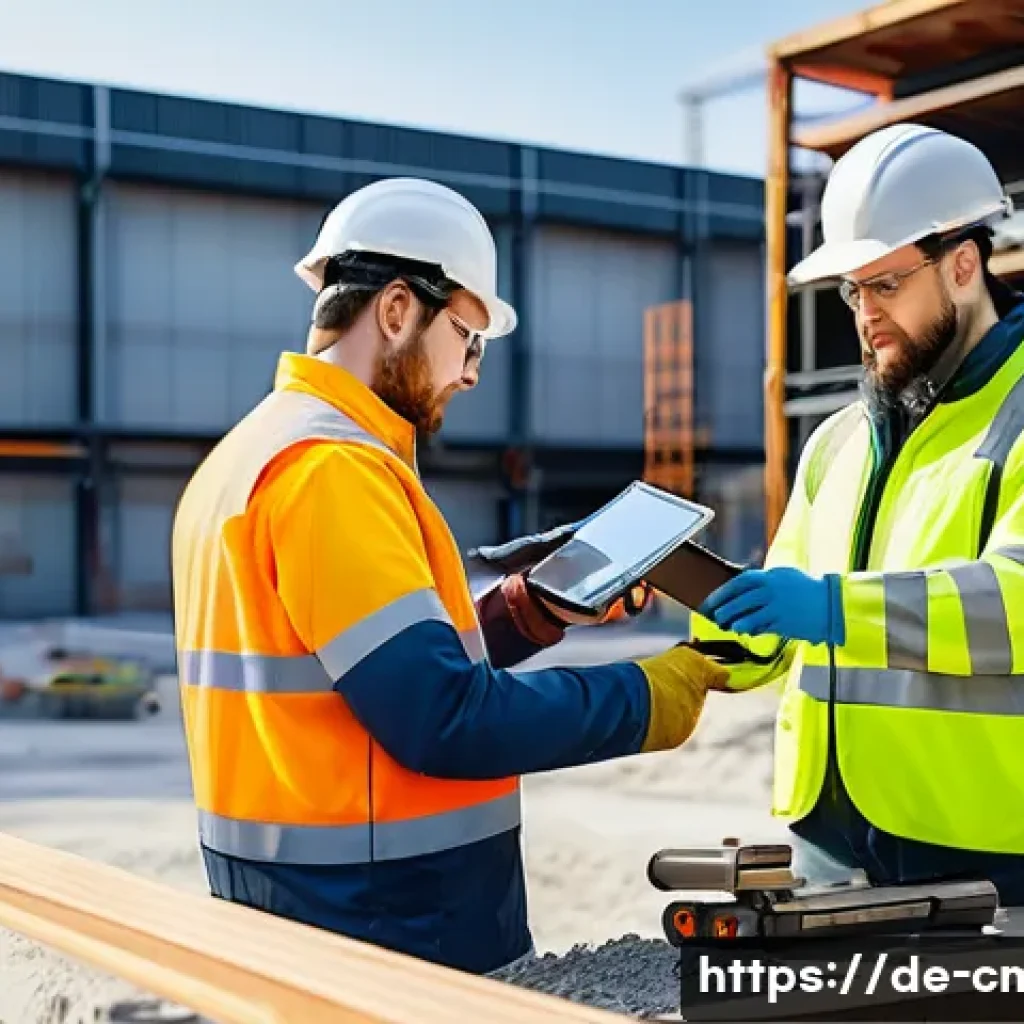건설재료시험 기술자와 품질 기준 수립 과정 - A modern construction site laboratory scene featuring engineers and technicians performing non-destr...